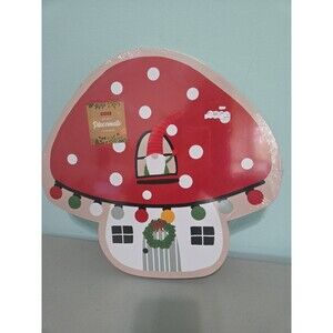 Envogue Christmas Gnome Mushroom House Cork Placemats Set Of 4 NWT